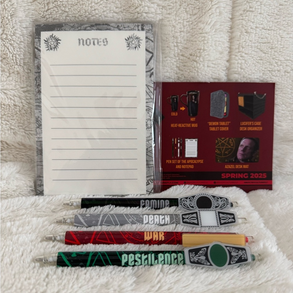 Supernatural Culturefly Notepad and 4 Horsemen Pen Set